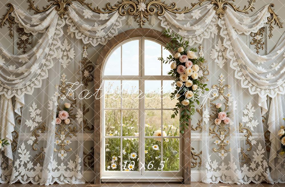 Kate Spring Arch Window Lace Curtains Backdrop Designed by Mini MakeBelieve - Image 6