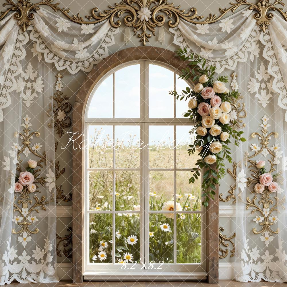 Kate Spring Arch Window Lace Curtains Backdrop Designed by Mini MakeBelieve - Image 7