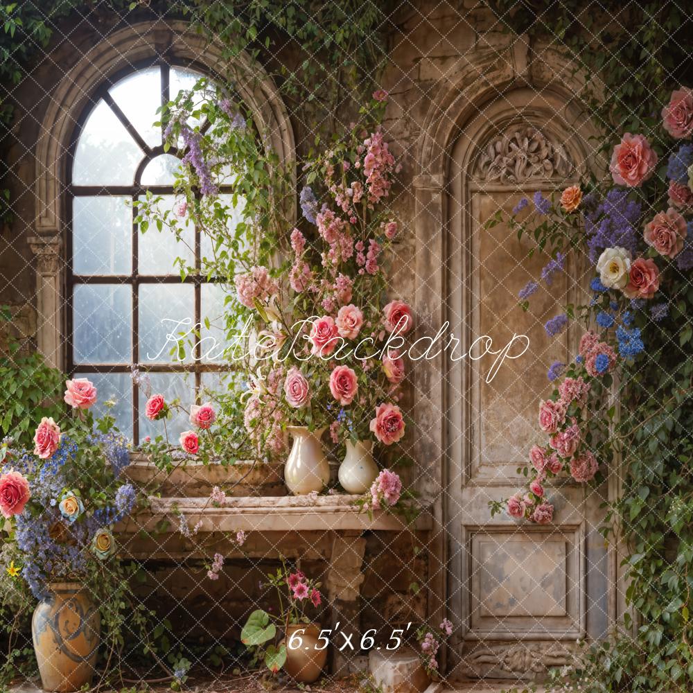 Kate Spring Arched Window Flower Room Backdrop Designed by Emetselch - Image 2
