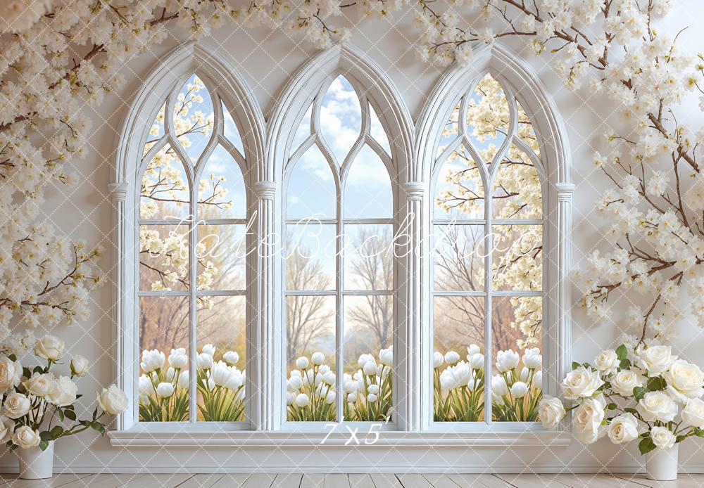 Kate Spring Arched Windows Blossom Backdrop Designed by Mini MakeBelieve