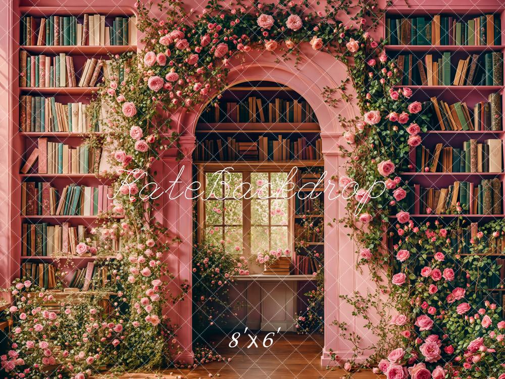 Kate Spring Back To School Floral Arch Library Backdrop Designed by Emetselch - Image 3