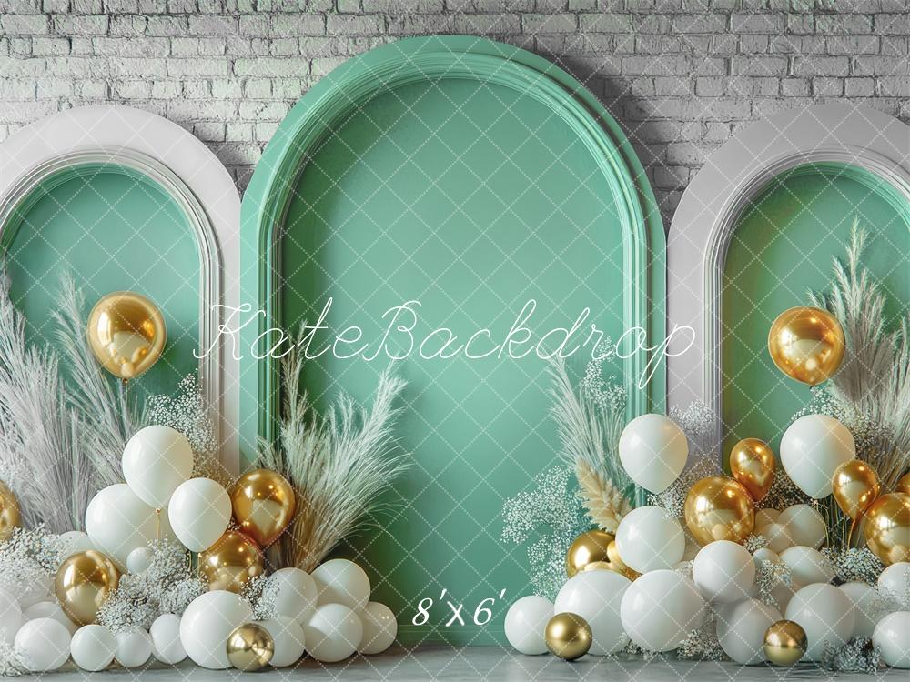 Kate Spring Balloon Arch Green Brick Wall Backdrop Designed by Mini MakeBelieve - Image 3