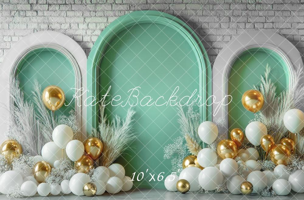 Kate Spring Balloon Arch Green Brick Wall Backdrop Designed by Mini MakeBelieve - Image 4