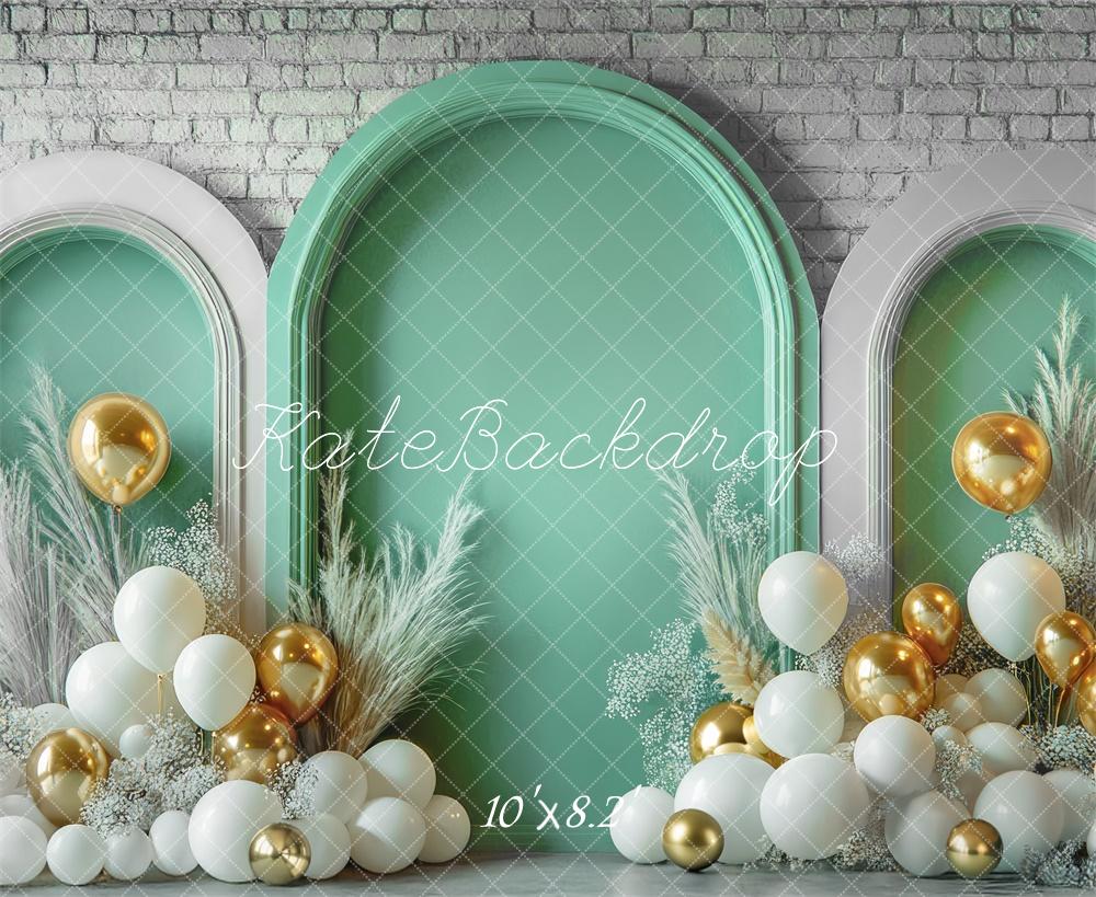 Kate Spring Balloon Arch Green Brick Wall Backdrop Designed by Mini MakeBelieve - Image 5
