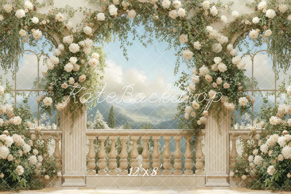Kate Spring Balustrade Cream Roses Backdrop Designed by Emetselch - Image 8