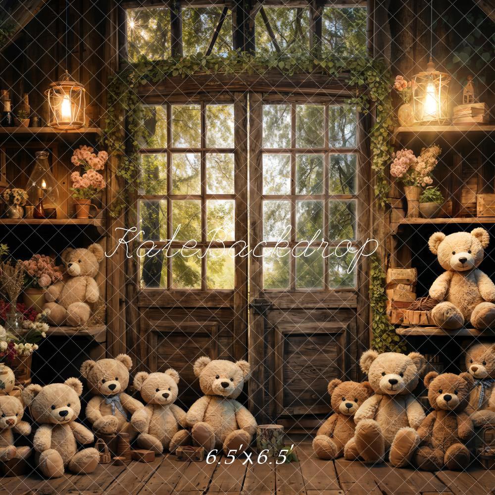Kate Spring Bear Lantern Cabin Backdrop Designed by Emetselch - Image 2