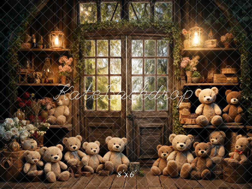 Kate Spring Bear Lantern Cabin Backdrop Designed by Emetselch - Image 3