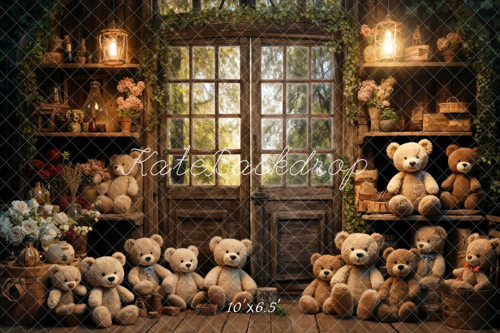 Kate Spring Bear Lantern Cabin Backdrop Designed by Emetselch - Image 4