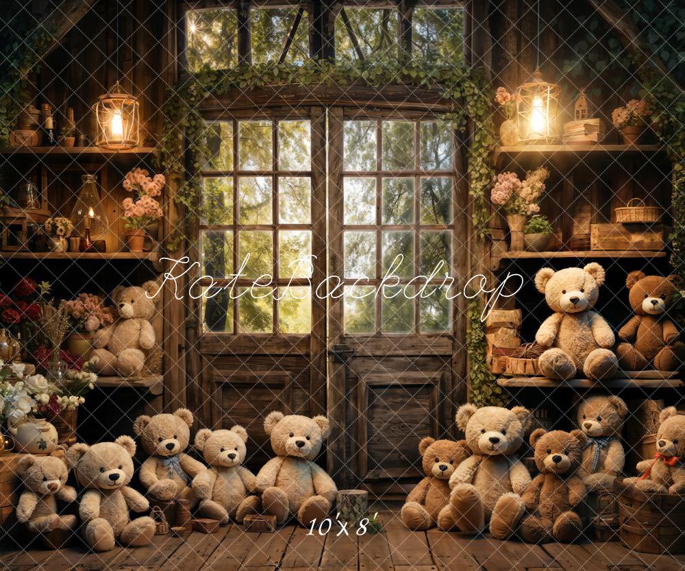 Kate Spring Bear Lantern Cabin Backdrop Designed by Emetselch - Image 5