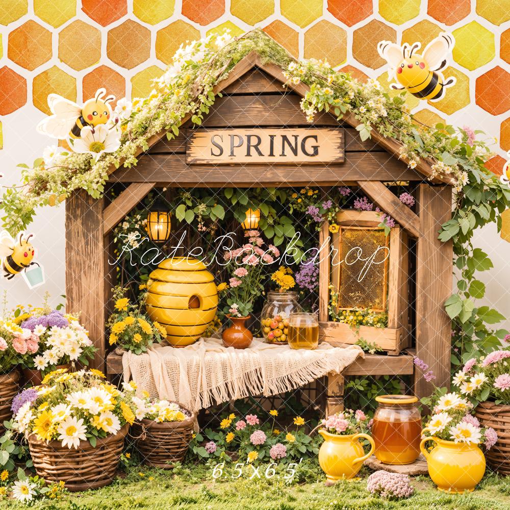 Kate Spring Bee Honeycomb Floral Backdrop Designed by Emetselch - Image 3