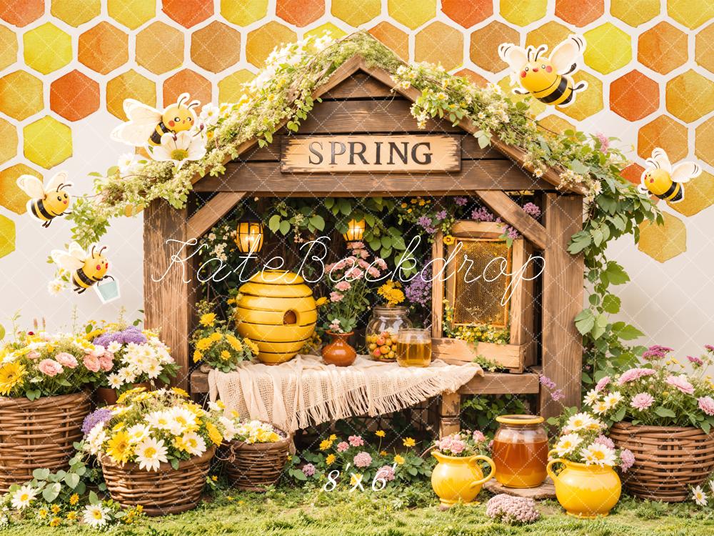 Kate Spring Bee Honeycomb Floral Backdrop Designed by Emetselch - Image 4