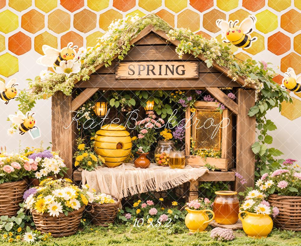 Kate Spring Bee Honeycomb Floral Backdrop Designed by Emetselch - Image 5