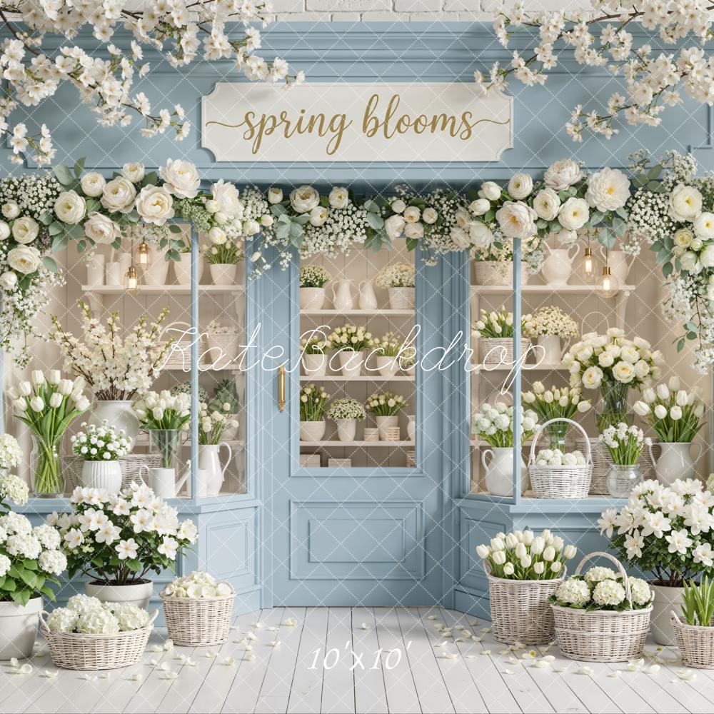 Kate Spring Blooms Garland Blue Shop Backdrop Designed by Emetselch - Image 10