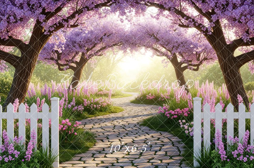 Kate Spring Blossom Arch Cobblestone Path Fleece Backdrop Designed by Patty Robert - Image 2