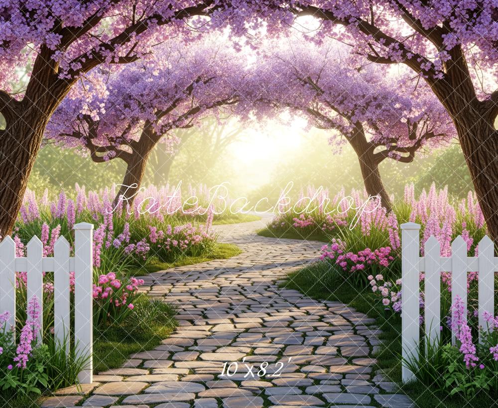 Kate Spring Blossom Arch Cobblestone Path Fleece Backdrop Designed by Patty Robert - Image 3