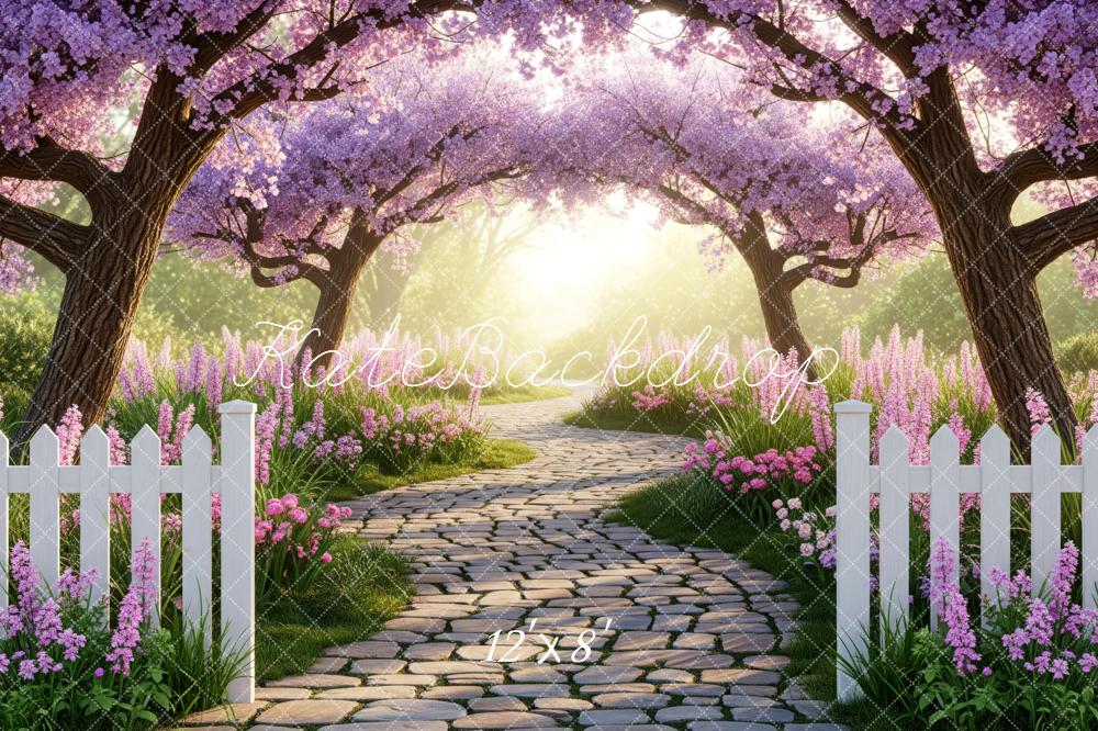Kate Spring Blossom Arch Cobblestone Path Fleece Backdrop Designed by Patty Robert - Image 4