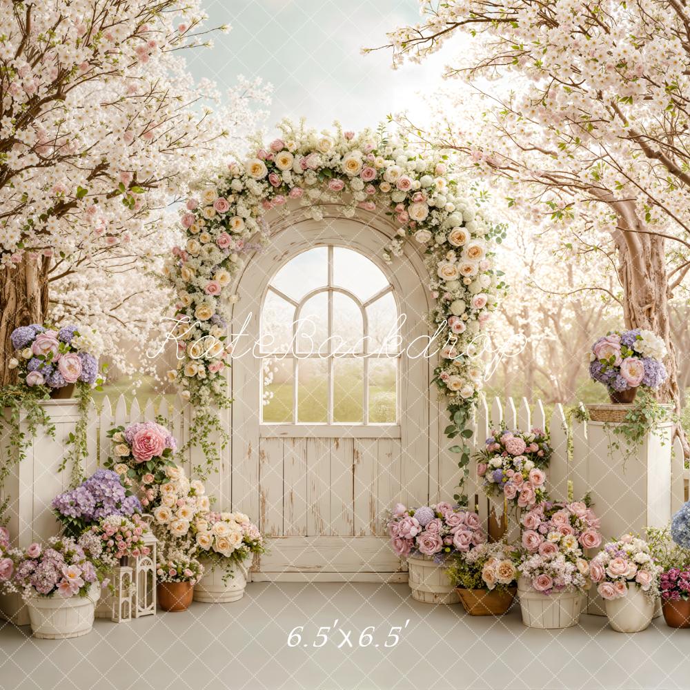 Kate Spring Blossom Arch White Gate Backdrop Designed by Emstselch - Image 2