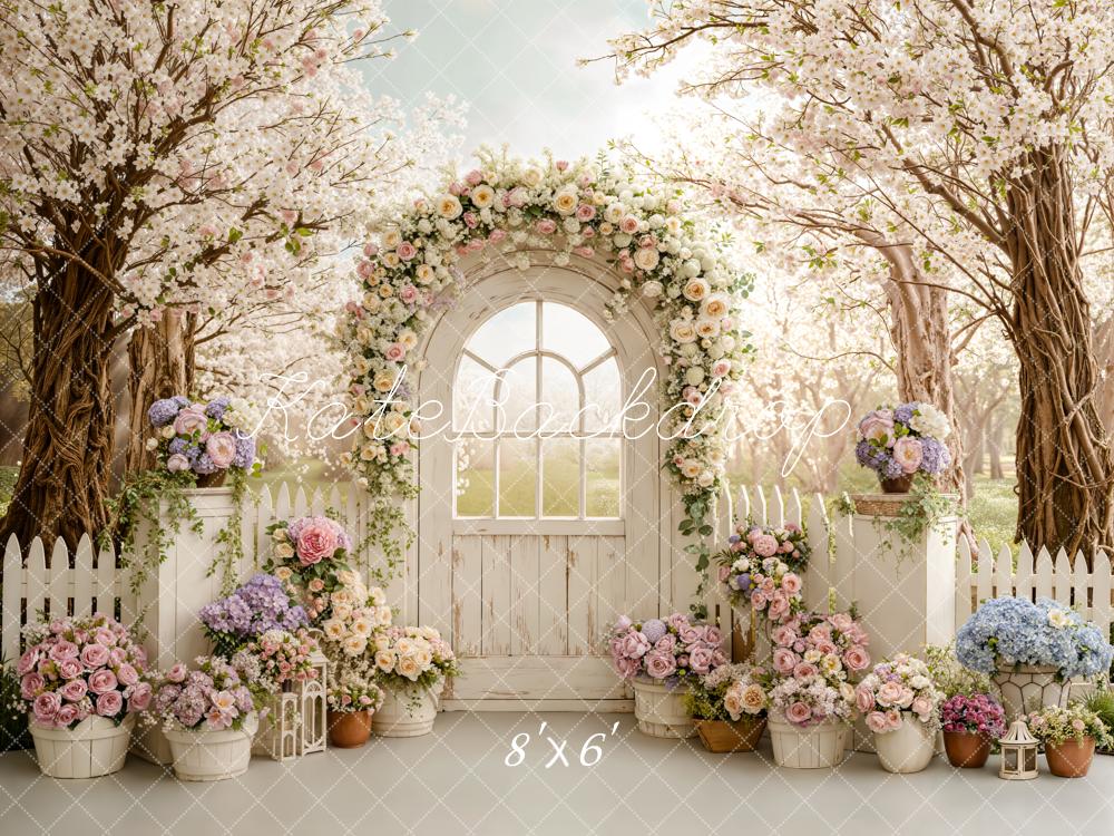Kate Spring Blossom Arch White Gate Backdrop Designed by Emstselch - Image 3