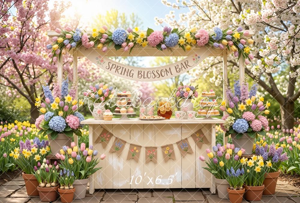 Kate Spring Blossom Bar Pastel Garden Fleece Backdrop Designed by Emetselch - Image 2