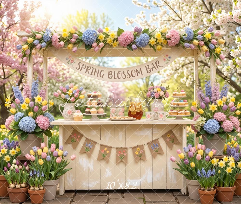 Kate Spring Blossom Bar Pastel Garden Fleece Backdrop Designed by Emetselch - Image 3