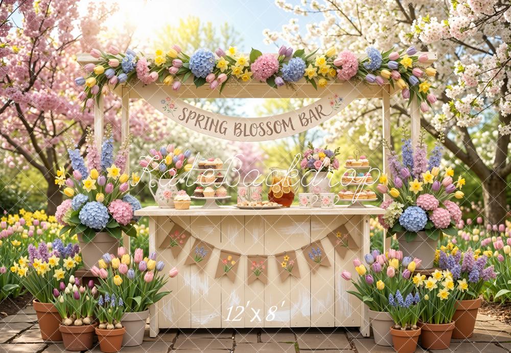 Kate Spring Blossom Bar Pastel Garden Fleece Backdrop Designed by Emetselch - Image 4