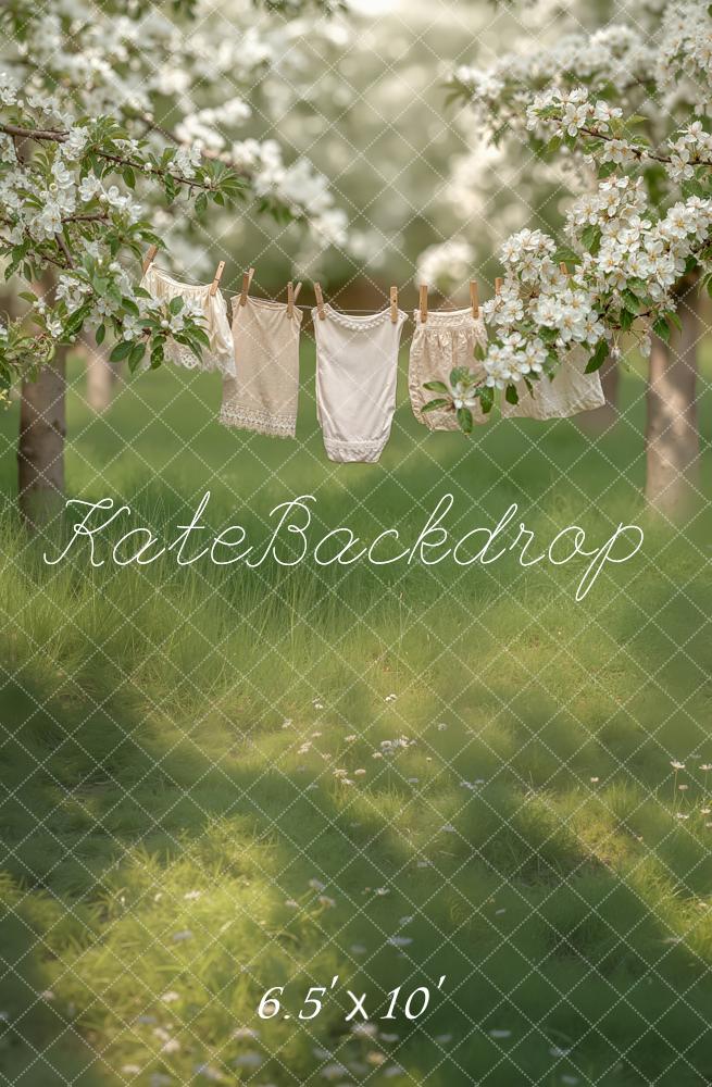 Kate Spring Blossom Clothesline Pastoral Backdrop Designed by Chain Photography - Image 3