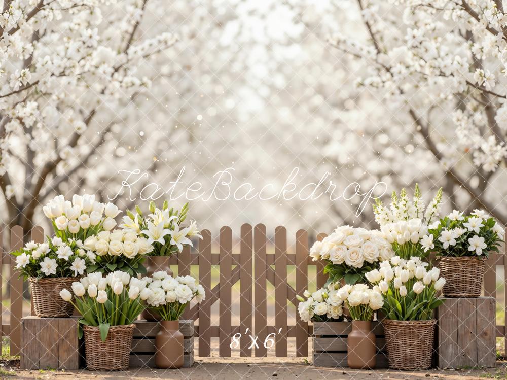 Kate Spring Blossom Floral Baskets Fence Backdrop Designed by Mini MakeBelieve - Image 3
