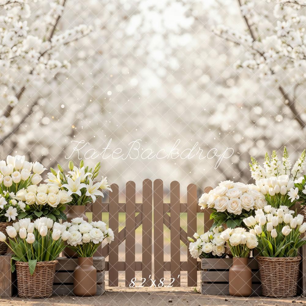 Kate Spring Blossom Floral Baskets Fence Backdrop Designed by Mini MakeBelieve - Image 5