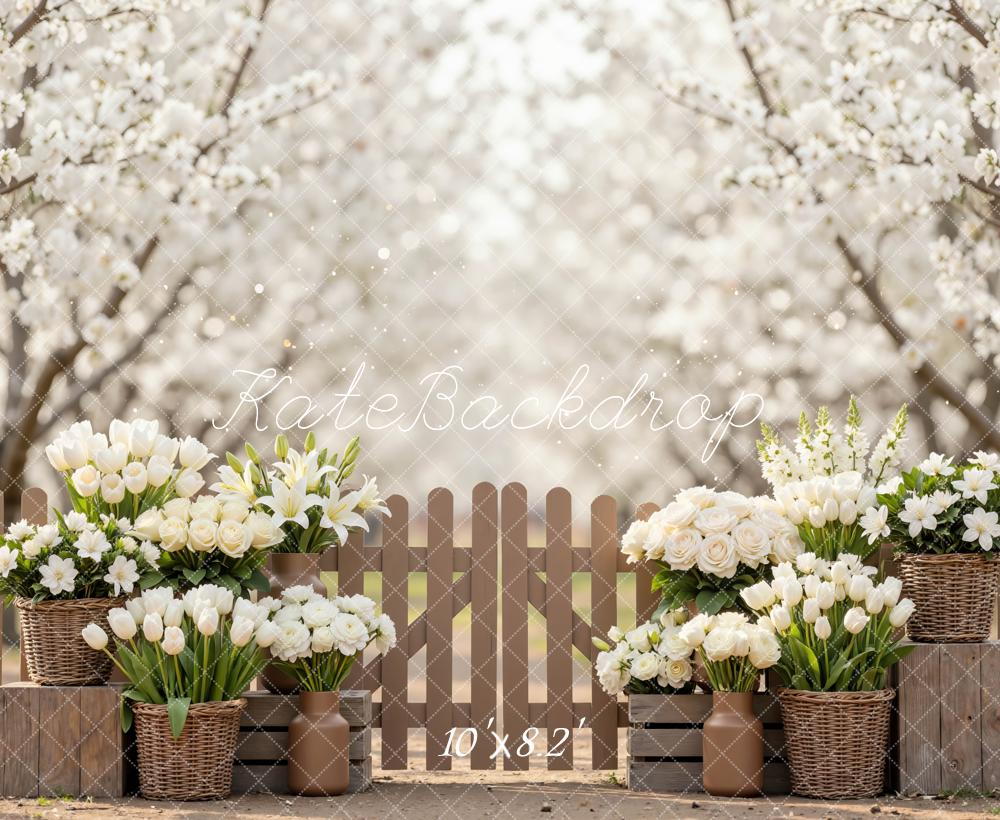 Kate Spring Blossom Floral Baskets Fence Backdrop Designed by Mini MakeBelieve - Image 6