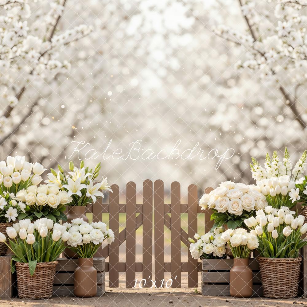 Kate Spring Blossom Floral Baskets Fence Backdrop Designed by Mini MakeBelieve - Image 7