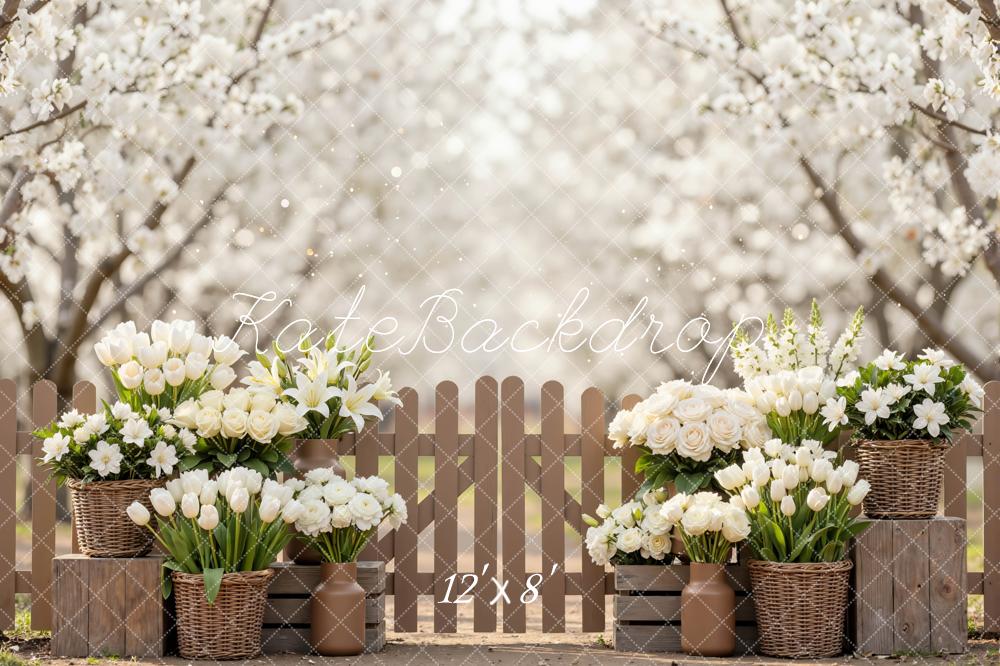 Kate Spring Blossom Floral Baskets Fence Backdrop Designed by Mini MakeBelieve - Image 8