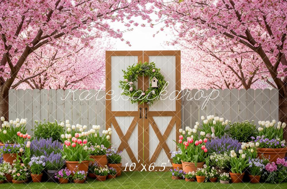Kate Spring Blossom Garden Gate Fleece Backdrop Designed by Patty Robert - Image 2