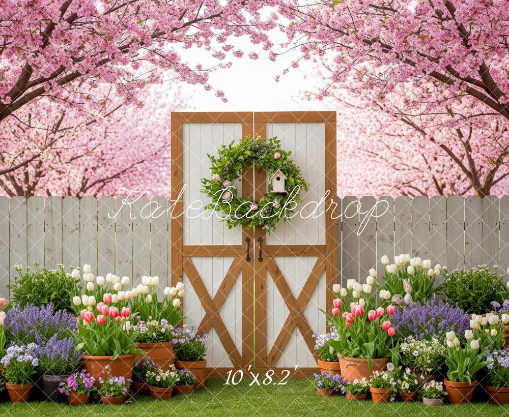 Kate Spring Blossom Garden Gate Fleece Backdrop Designed by Patty Robert - Image 3