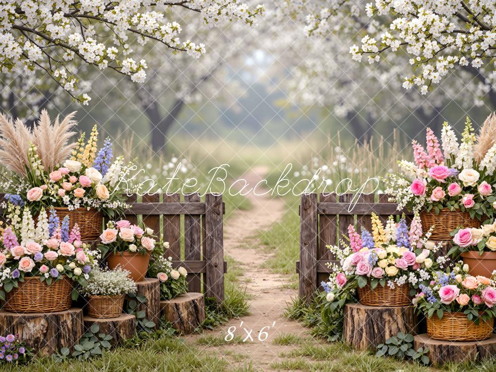 Kate Spring Blossom Gate Garden Backdrop Designed by Mini MakeBelieve - Image 3