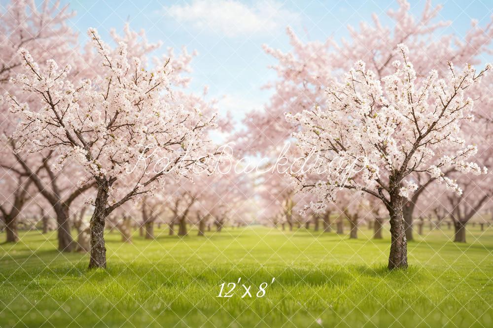 Kate Spring Blossom Orchard Trees Fleece Backdrop Designed by Emetselch - Image 4