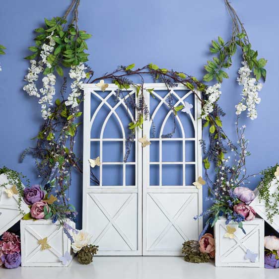 Kate Spring Blue Floral Decoration Backdrop Designed by Megan Leigh Photography - Image 4