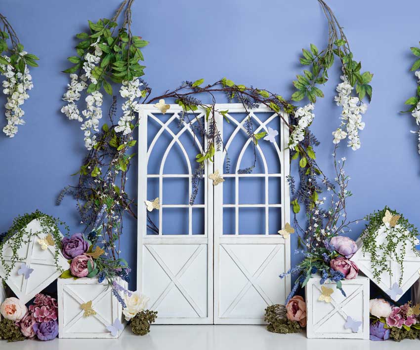 Kate Spring Blue Floral Decoration Backdrop Designed by Megan Leigh Photography - Image 5
