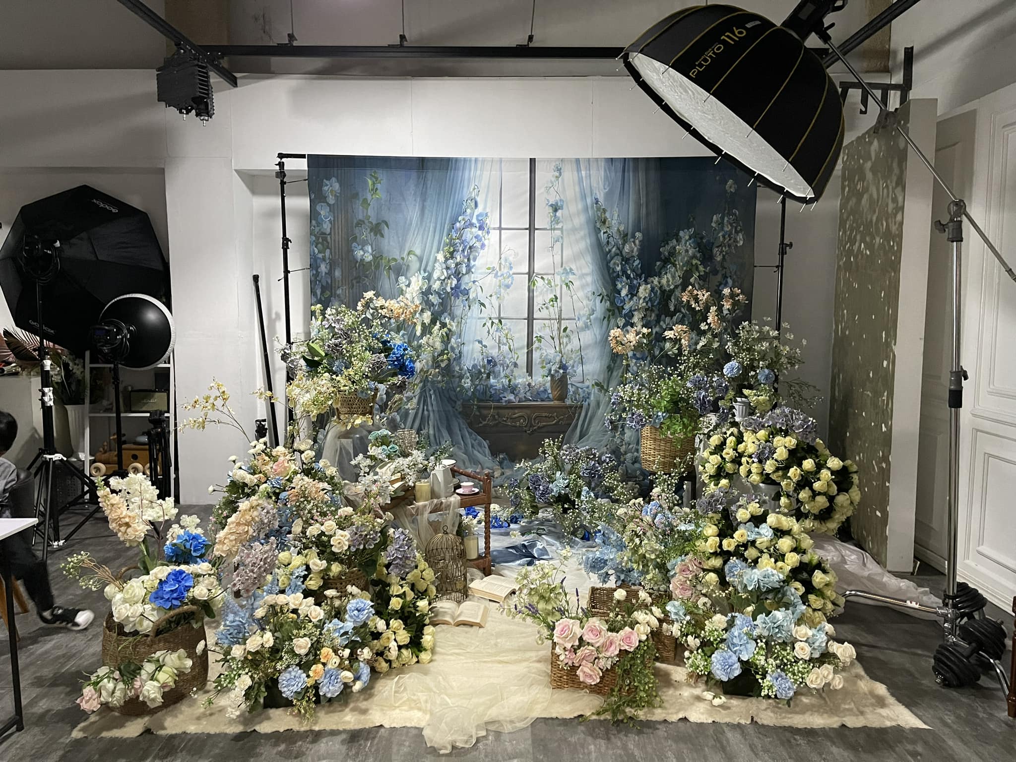 Kate Spring Blue Flower Curtain Window Room Backdrop Designed by Emetselch - Image 6
