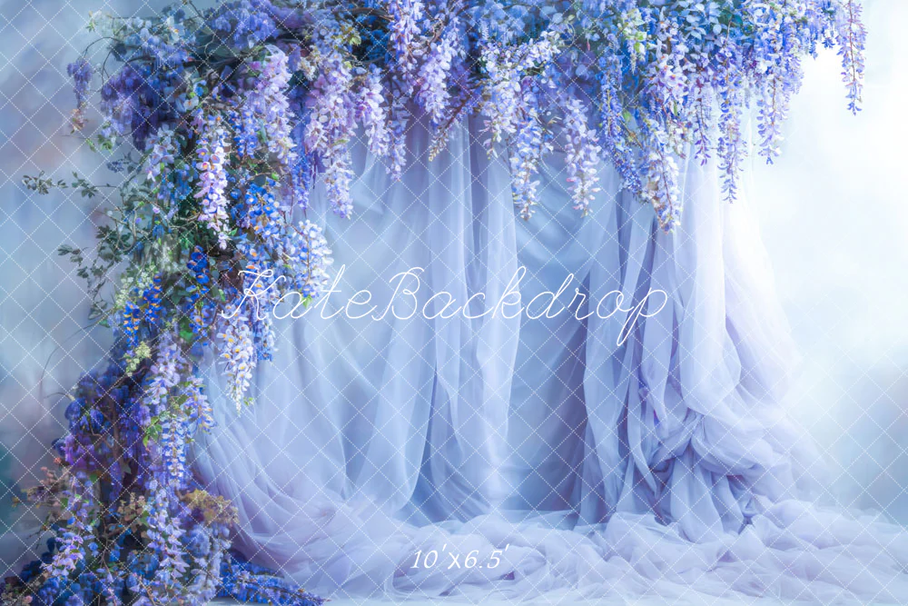 Kate Spring Blue Flowers Curtain Backdrop Designed by Emetselch - Image 4