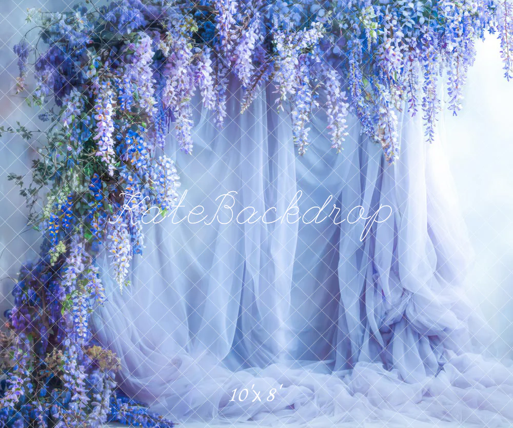 Kate Spring Blue Flowers Curtain Backdrop Designed by Emetselch - Image 5
