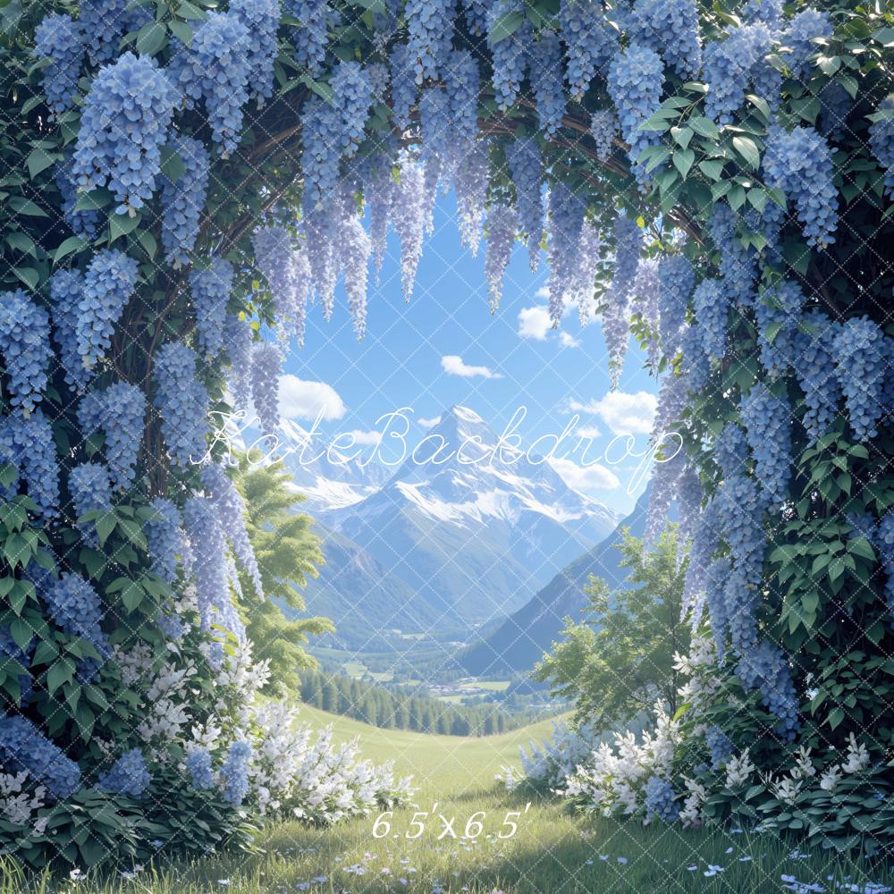 Kate Spring Blue Wisteria Mountain Backdrop Designed by Mini MakeBelieve - Image 2