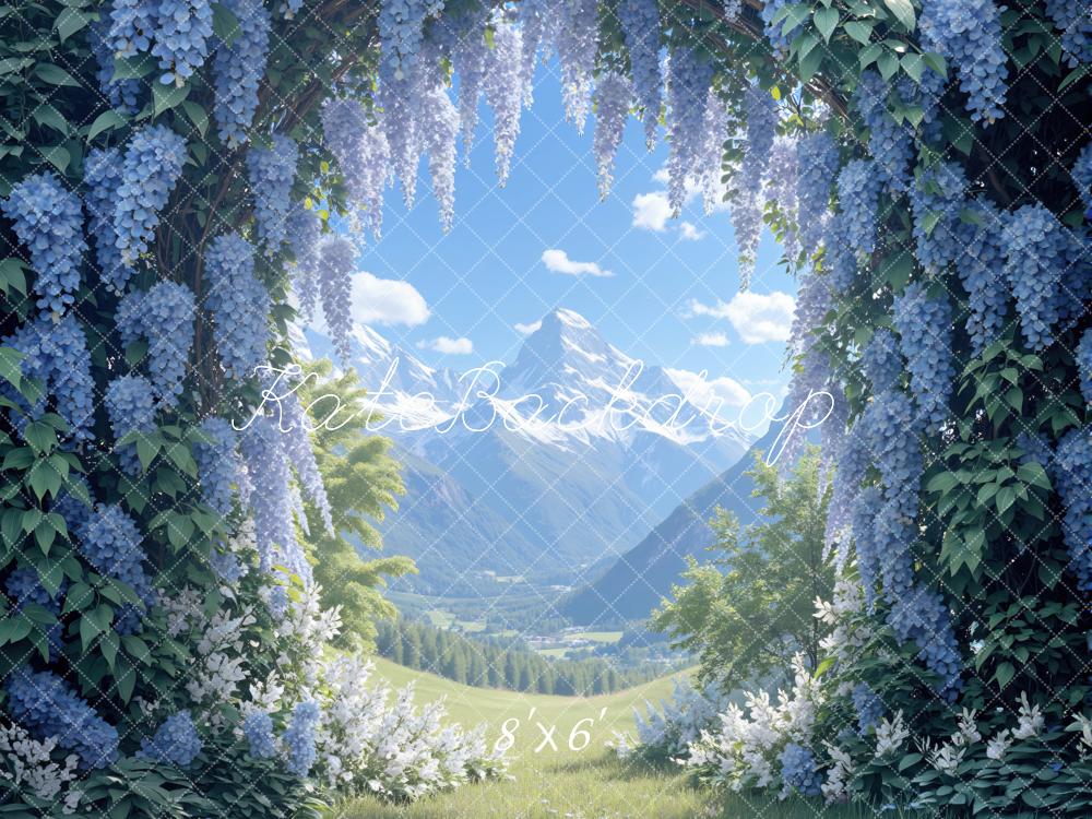 Kate Spring Blue Wisteria Mountain Backdrop Designed by Mini MakeBelieve - Image 3
