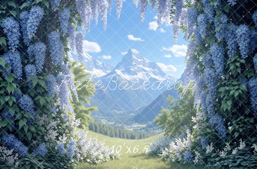 Kate Spring Blue Wisteria Mountain Backdrop Designed by Mini MakeBelieve - Image 4