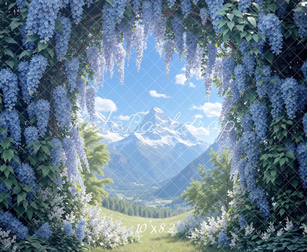 Kate Spring Blue Wisteria Mountain Backdrop Designed by Mini MakeBelieve - Image 6