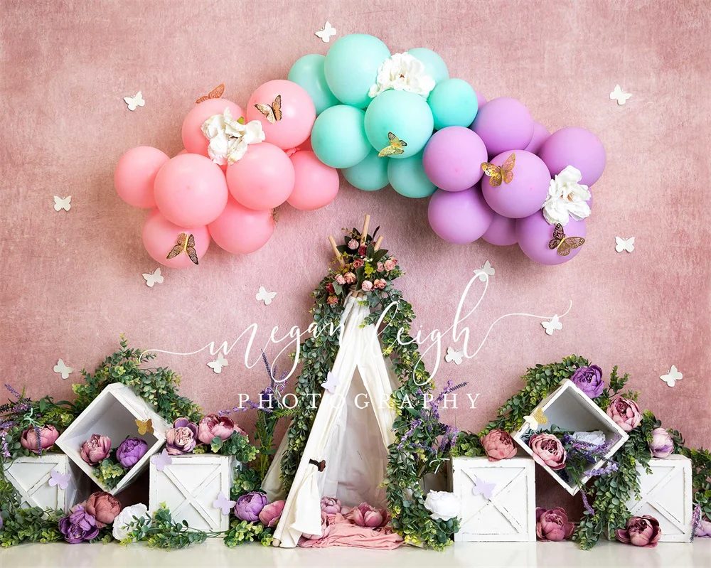 Kate Spring Boho Butterfly Balloons Backdrop Designed by Megan Leigh Photography - Image 3