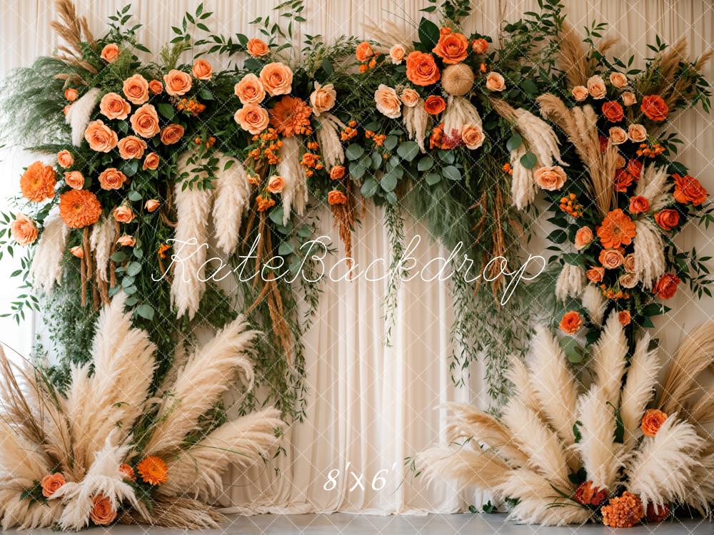 Kate Spring Boho Floral White Curtain Backdrop Designed by Emetselch - Image 5