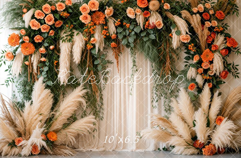 Kate Spring Boho Floral White Curtain Backdrop Designed by Emetselch - Image 6