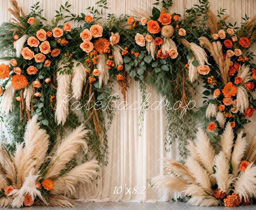 Kate Spring Boho Floral White Curtain Backdrop Designed by Emetselch - Image 7