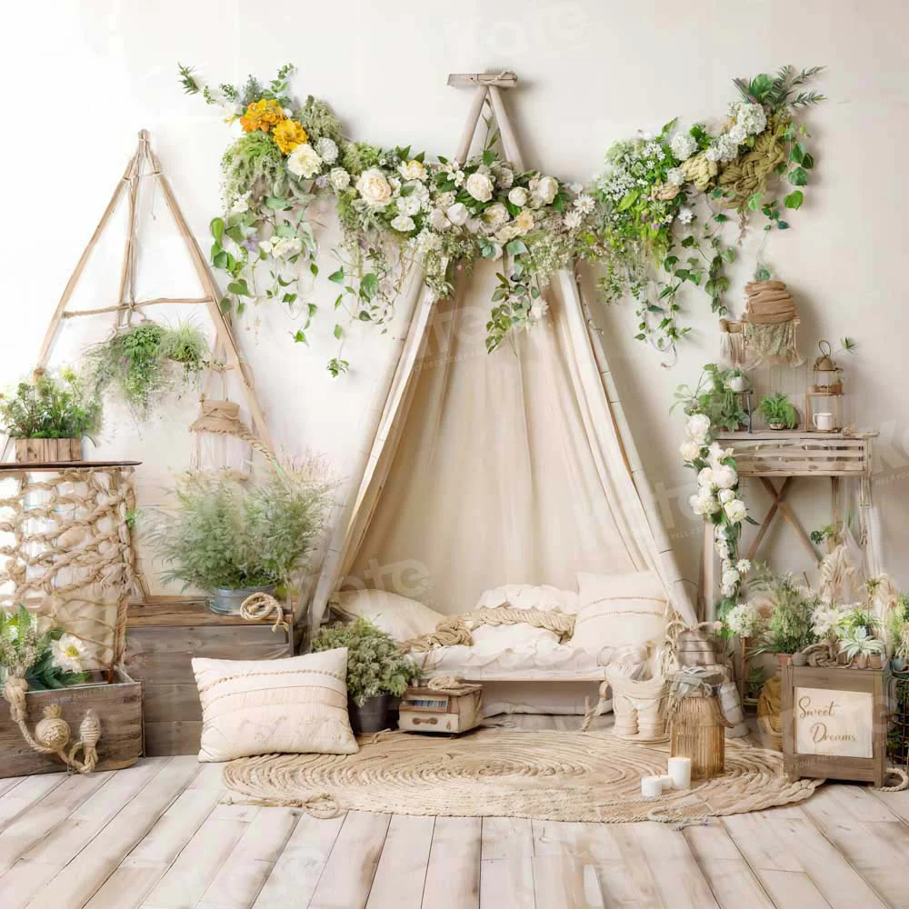 Kate Spring Boho Green Plant Room Backdrop Designed by Emetselch - Image 2