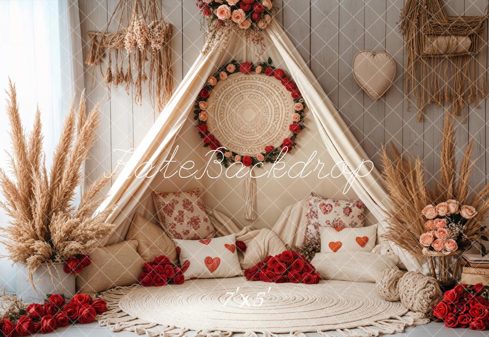 Kate Spring Valentine Boho Romantic Floral Tent Backdrop Designed by Emetselch - Image 2